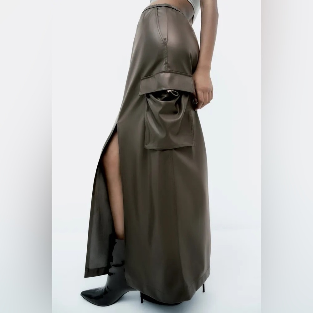 Zara Leather Cargo Skirt